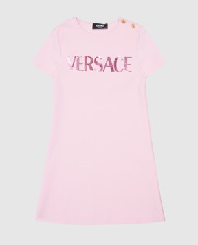 Versace Children's pink dress with sequin logo 10181381A13131