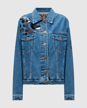 Simonetta Ravizza Angel blue denim jacket with sequins S05JA338D1FR