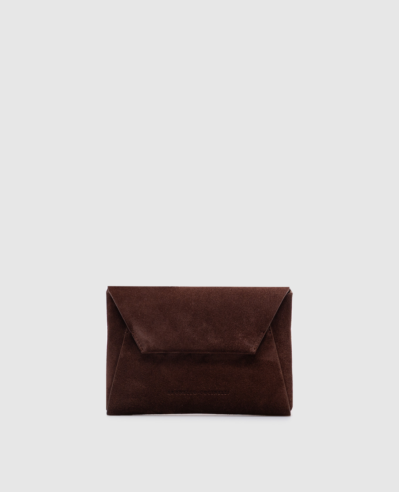 

Brown suede Duo clutch with logo Brunello Cucinelli