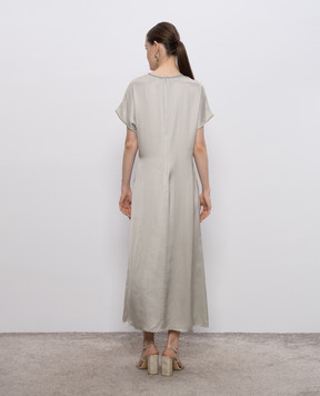 Peserico Gray midi dress with monil chain A0221006638