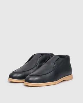 Lanciotti De Verzi Fusco Blue Leather Desert Boots FUSCOPELLICCIAVITELLO