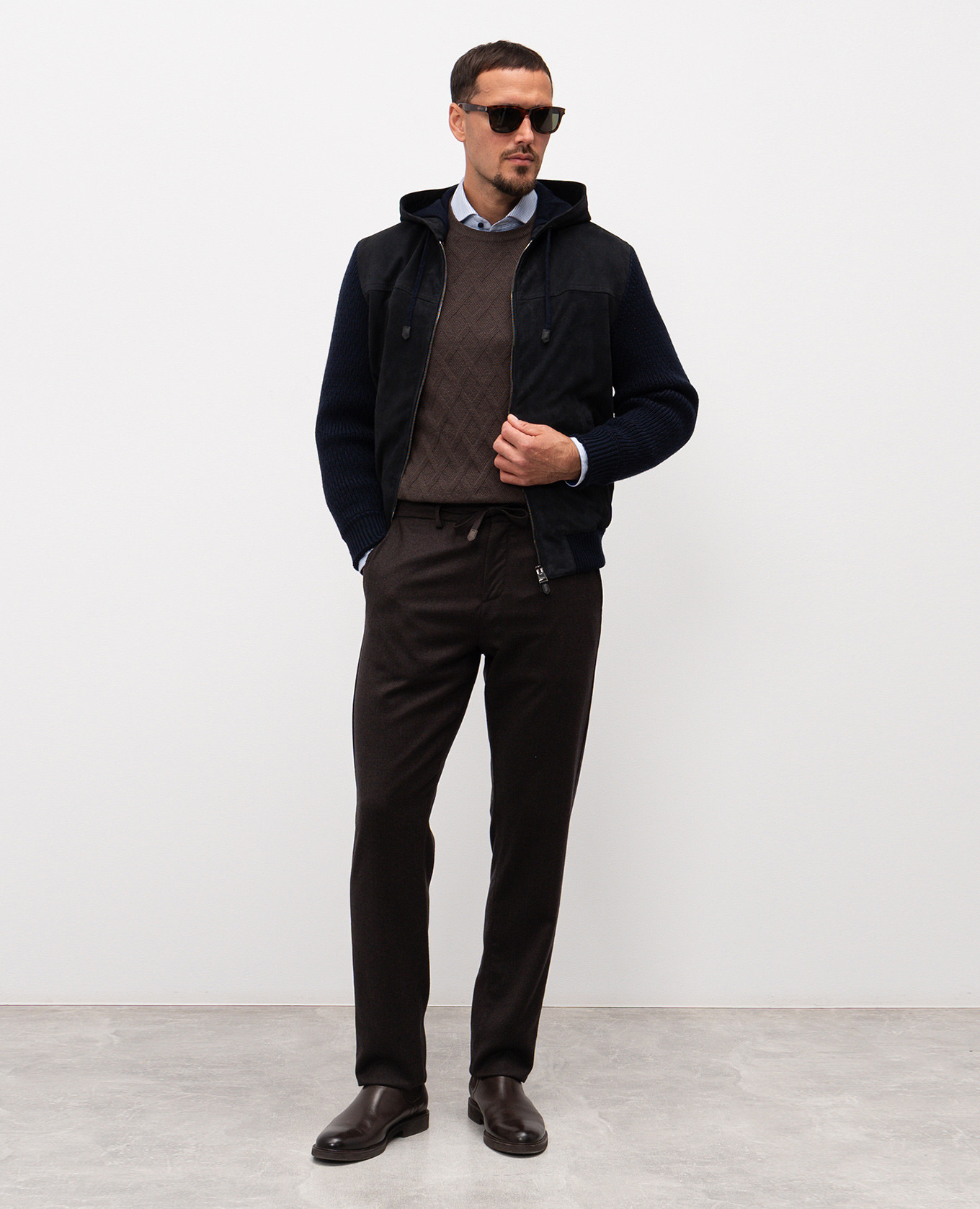 

Blue suede and wool combination jacket Canali
