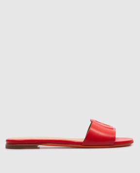 Santoni Red leather flip-flops with logo WHPF71489HA1NKED