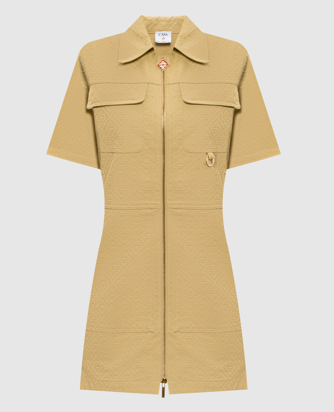 Yellow shirt dress with emblem pattern Casablanca