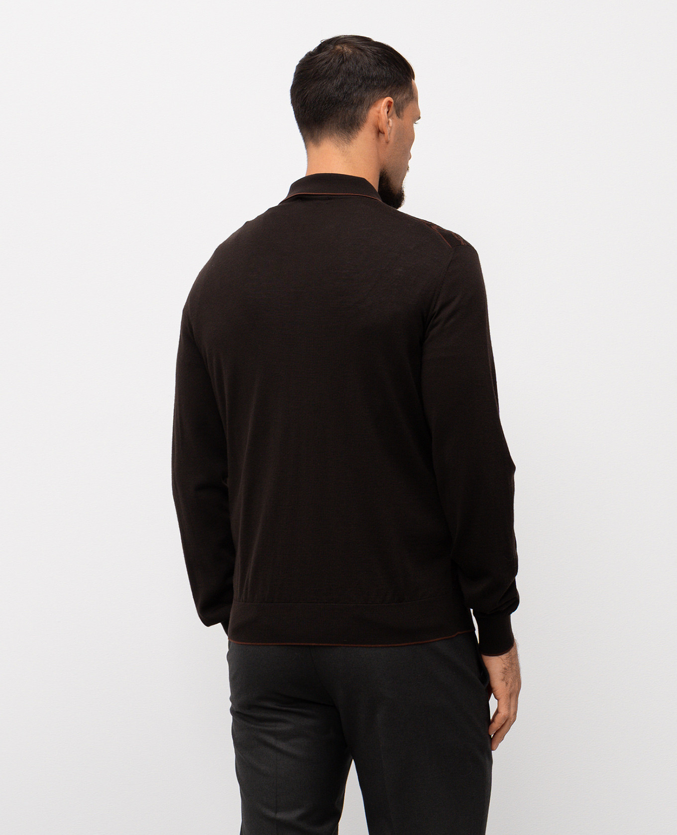 

Brown wool and silk patterned polo shirt Stefano Ricci