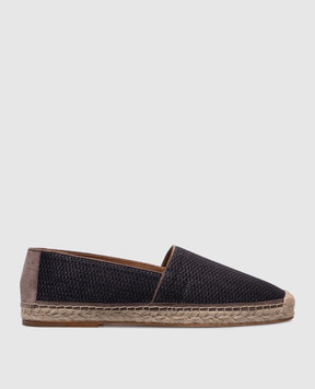 Brunello Cucinelli Blue raffia espadrilles with logo MZUOAJQ726