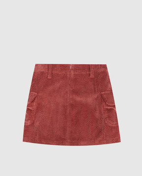 Palm Angels Children's pink corduroy skirt with logo PGCU007F25FAB001412