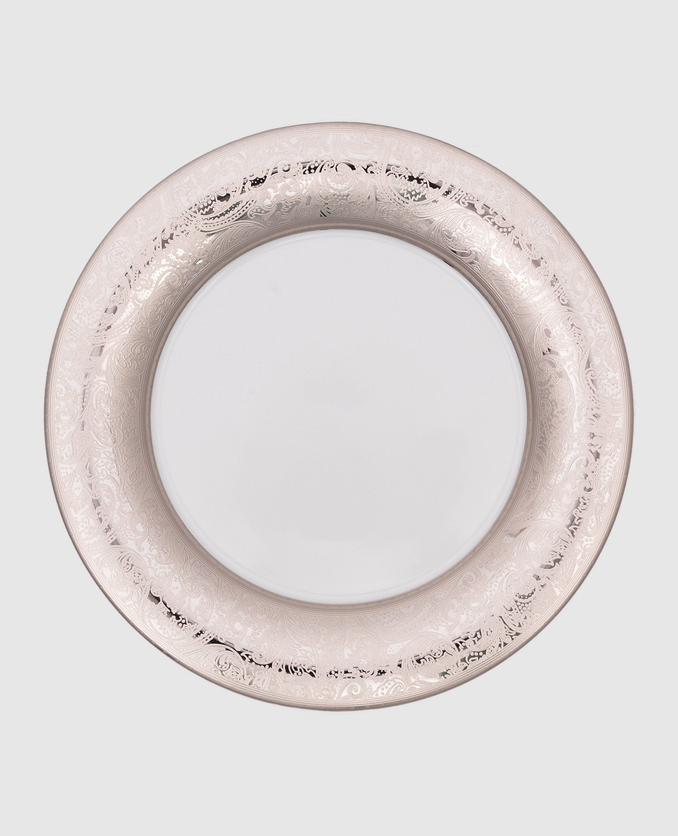 

A silver porcelain snack plate with a pattern Stefano Ricci
