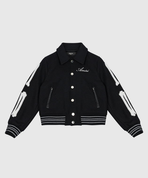 AMIRI - Children's black BONES wool jacket with logo