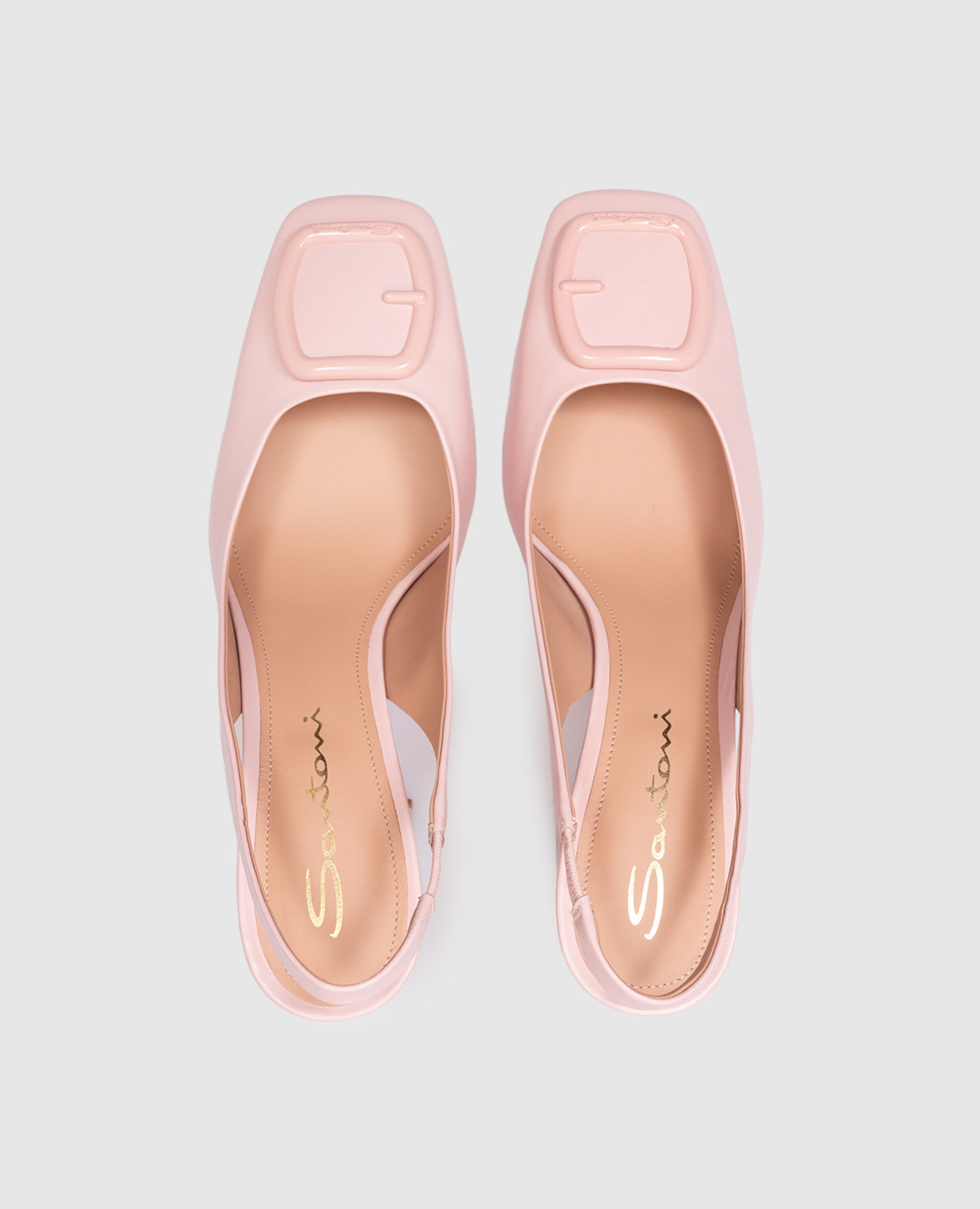 

Pink leather slingbacks with logo Santoni