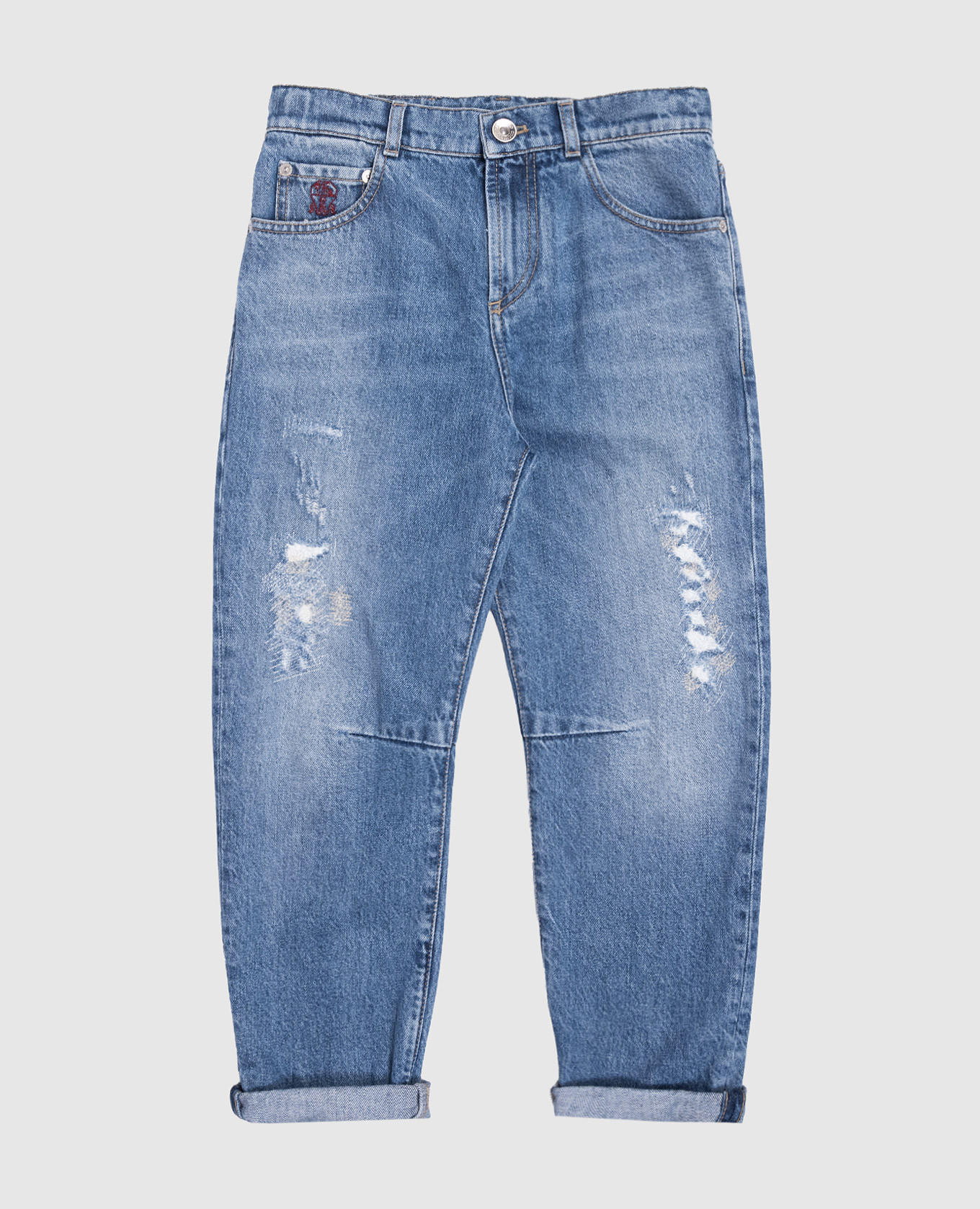 

Children's blue jeans with a distressed effect Brunello Cucinelli