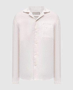 Canali Beige linen shirt with a pattern GL03509CSL2043