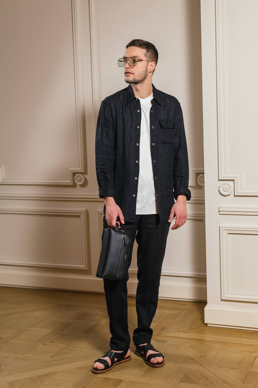 

Black linen shirt Kiton