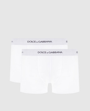 Dolce&Gabbana Set of white ribbed boxer briefs with logo M9D87JONN96