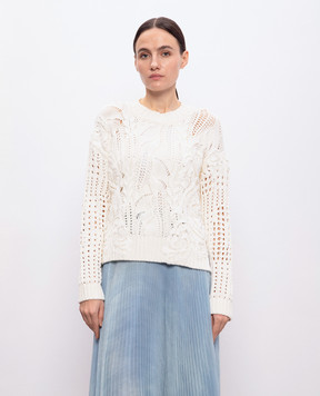 Ermanno Scervino White sweater with lace D465M310APMQV