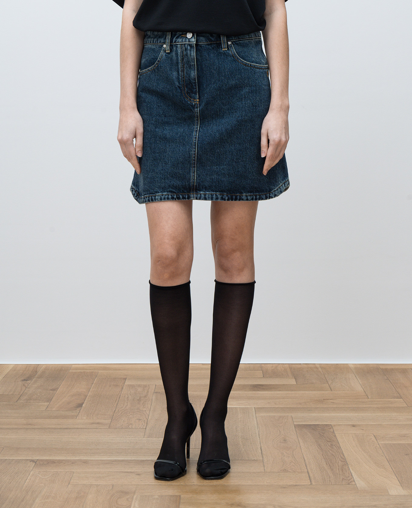 Blue denim mini skirt with a frayed effect Givenchy 3