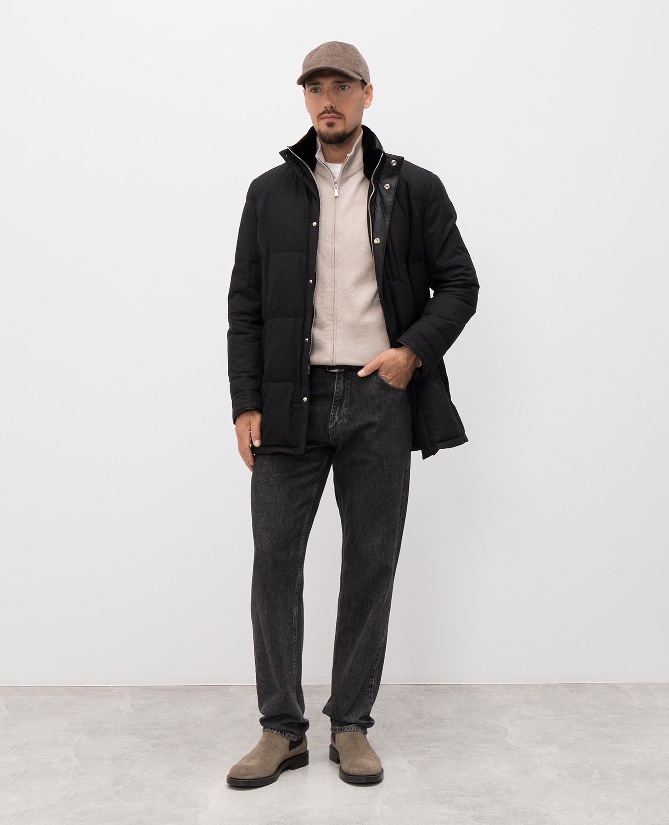Black silk down jacket with logo Enrico Mandelli 2