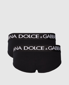 Dolce&Gabbana A set of black briefs with a contrasting logo M9D69JONN97