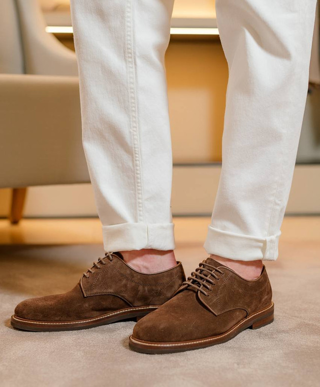 Brunello Cucinelli - Brown suede derbies MZUNICK771 - shop with