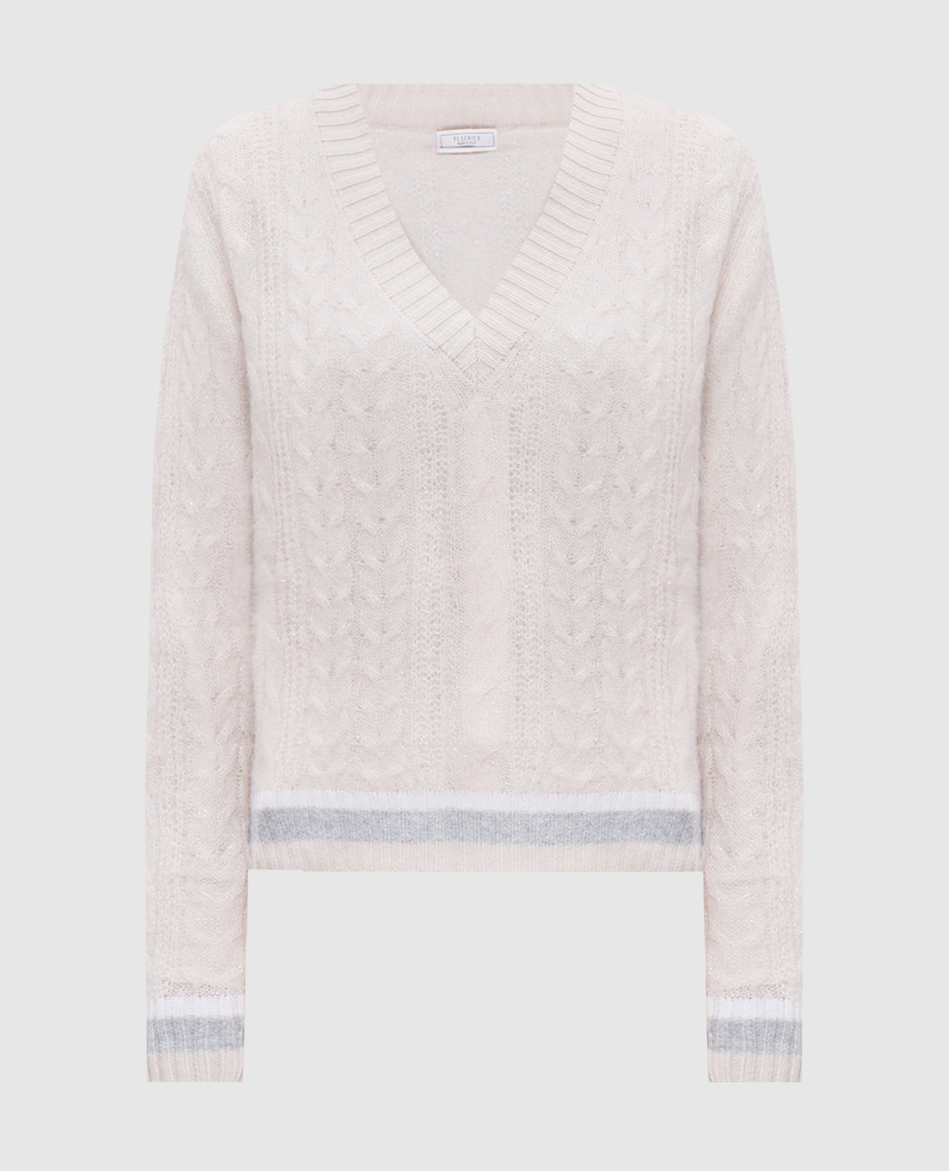 

Beige pullover with wool, silk and cashmere with lurex Peserico