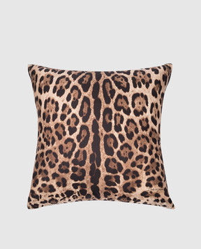 Dolce&Gabbana Brown pillow made of silk in an animalistic print TCE001TCAF9
