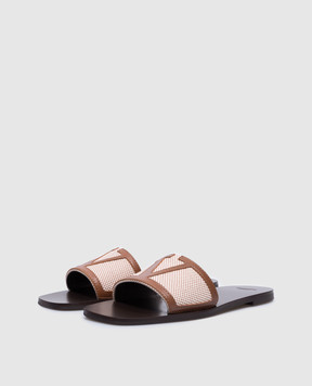 Valentino Viva Superstar Slide Brown Combination Flip Flops 6W2S0LK2JHB