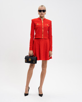 Balmain Red cardigan with textured pattern FF0KL078KJ03
