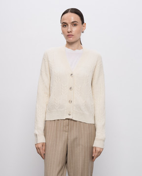 Peserico Beige wool cardigan with textured pattern A99372F07K09240