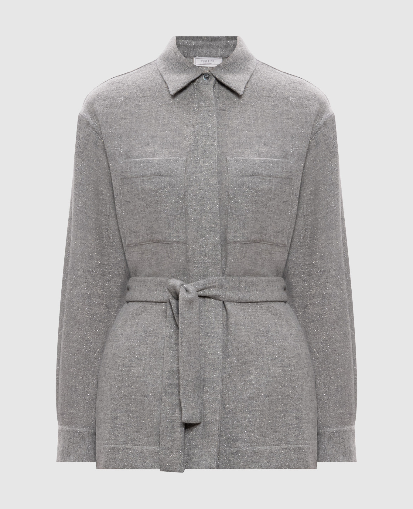 Gray wool and cashmere shirt with lurex Peserico