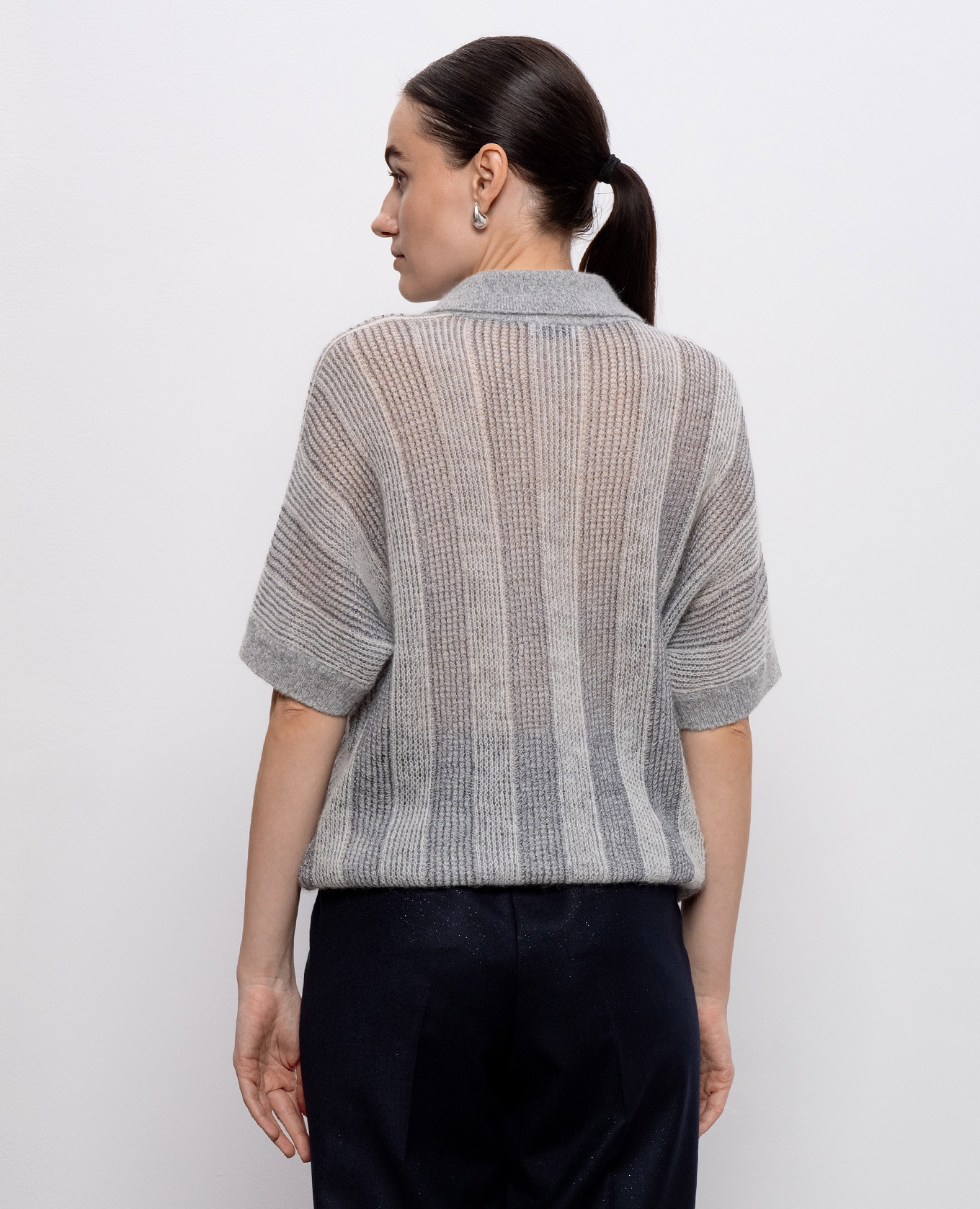 Gray striped top with wool Peserico 4