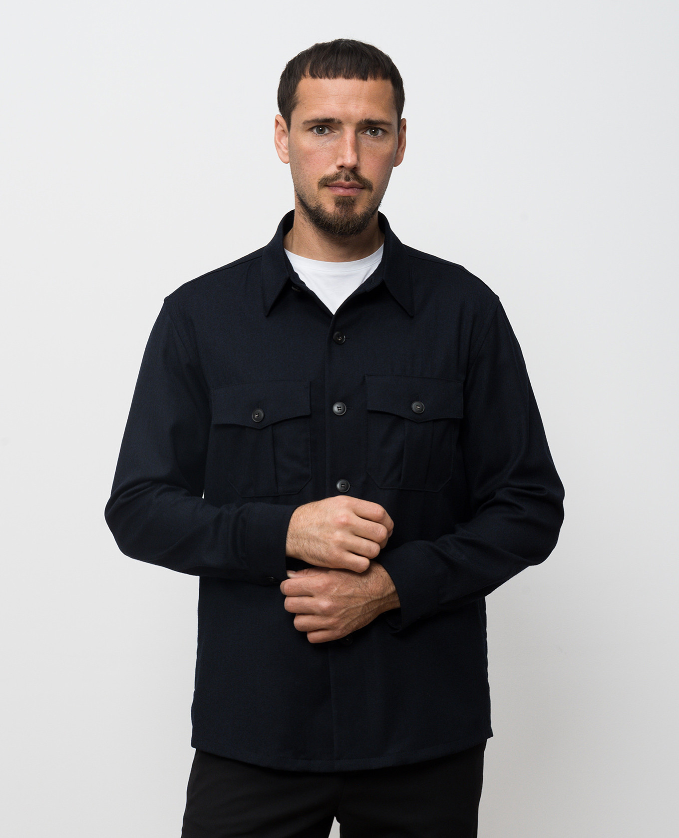 Blue wool shirt Canali 2