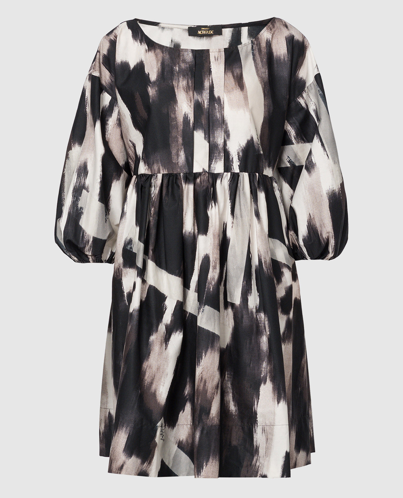 

Dress in an abstract print with drapery Twinset Actitude, Black