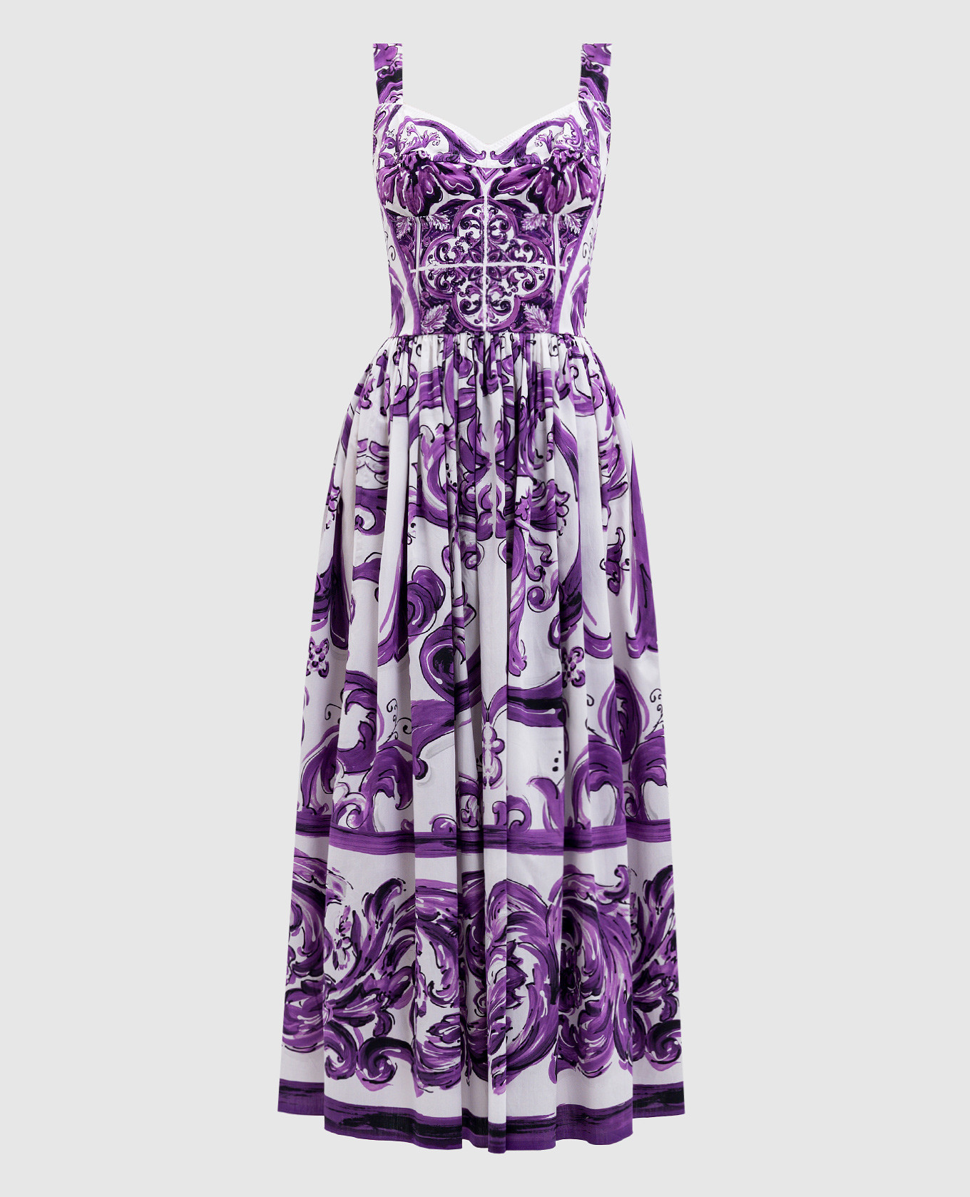 White dress with Majolica print Dolce&Gabbana
