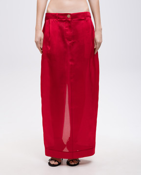 Khaite Lucian red silk skirt 41493002