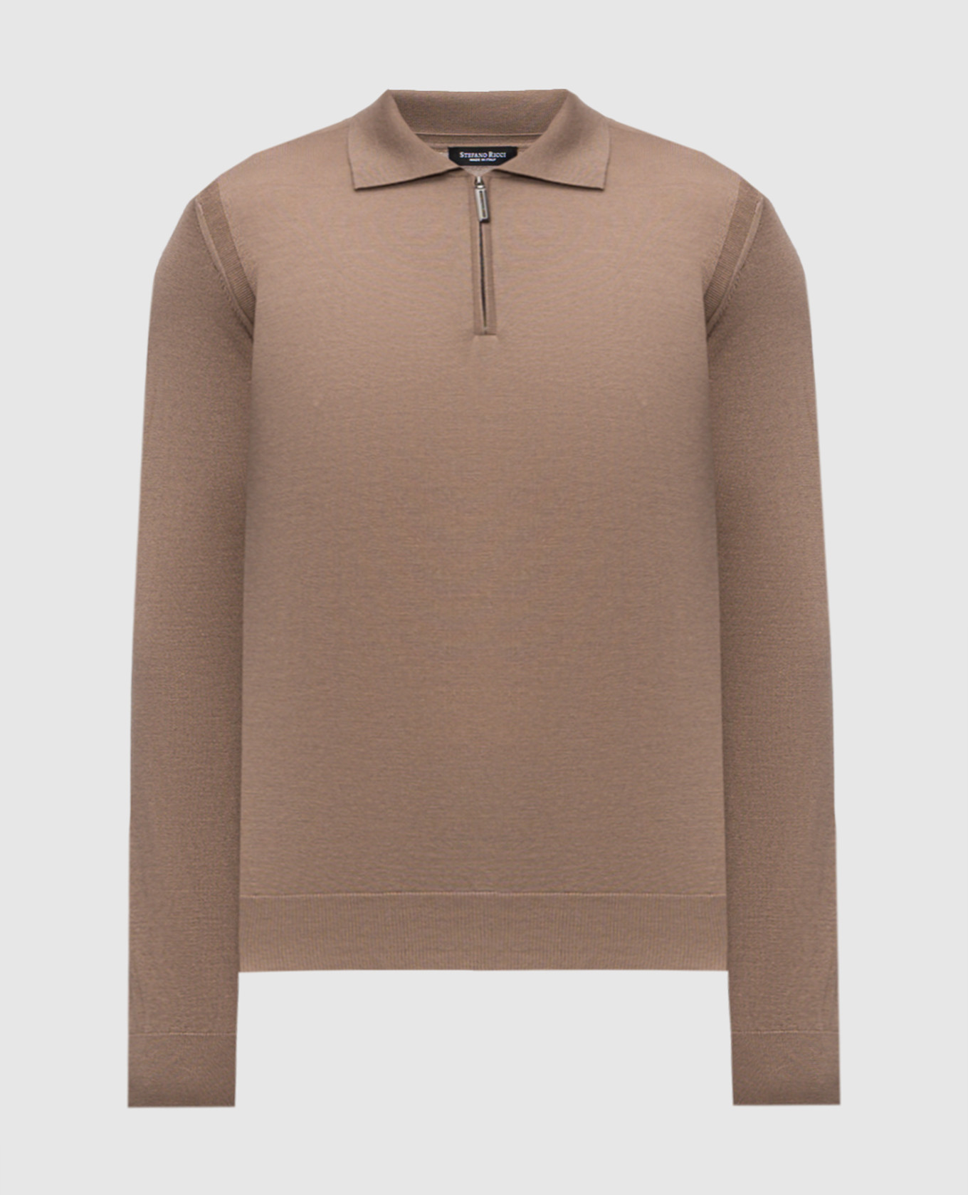 

Brown silk and cashmere polo shirt Stefano Ricci