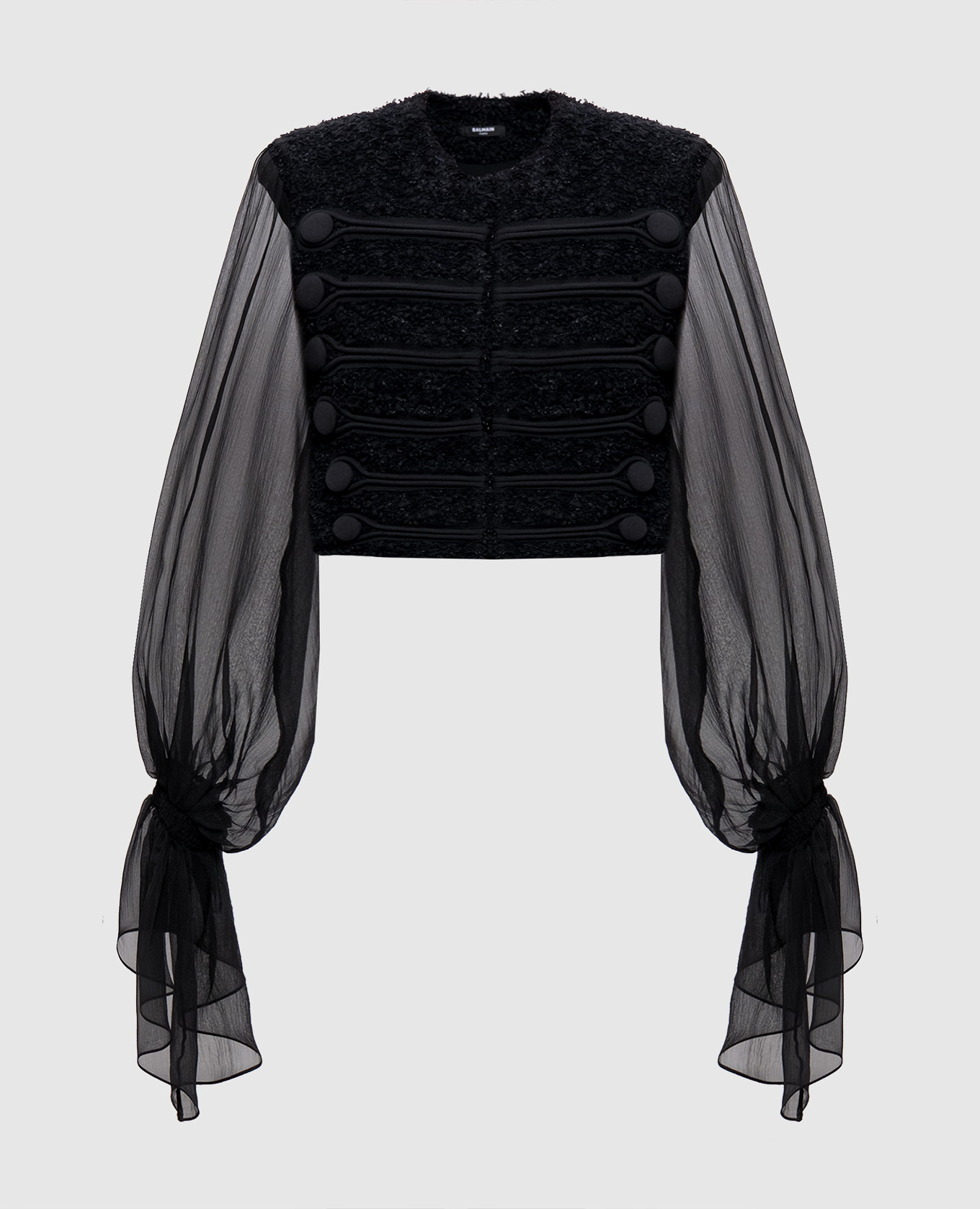 Black tweed jacket with silk Balmain