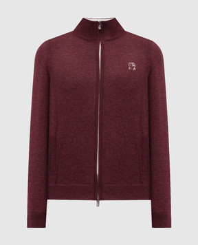 Brunello Cucinelli Burgundy sports jacket with embroidered emblem M2219206G