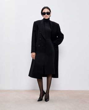 Dolce&Gabbana Black double-breasted coat with wool F0F1MTHUMN1