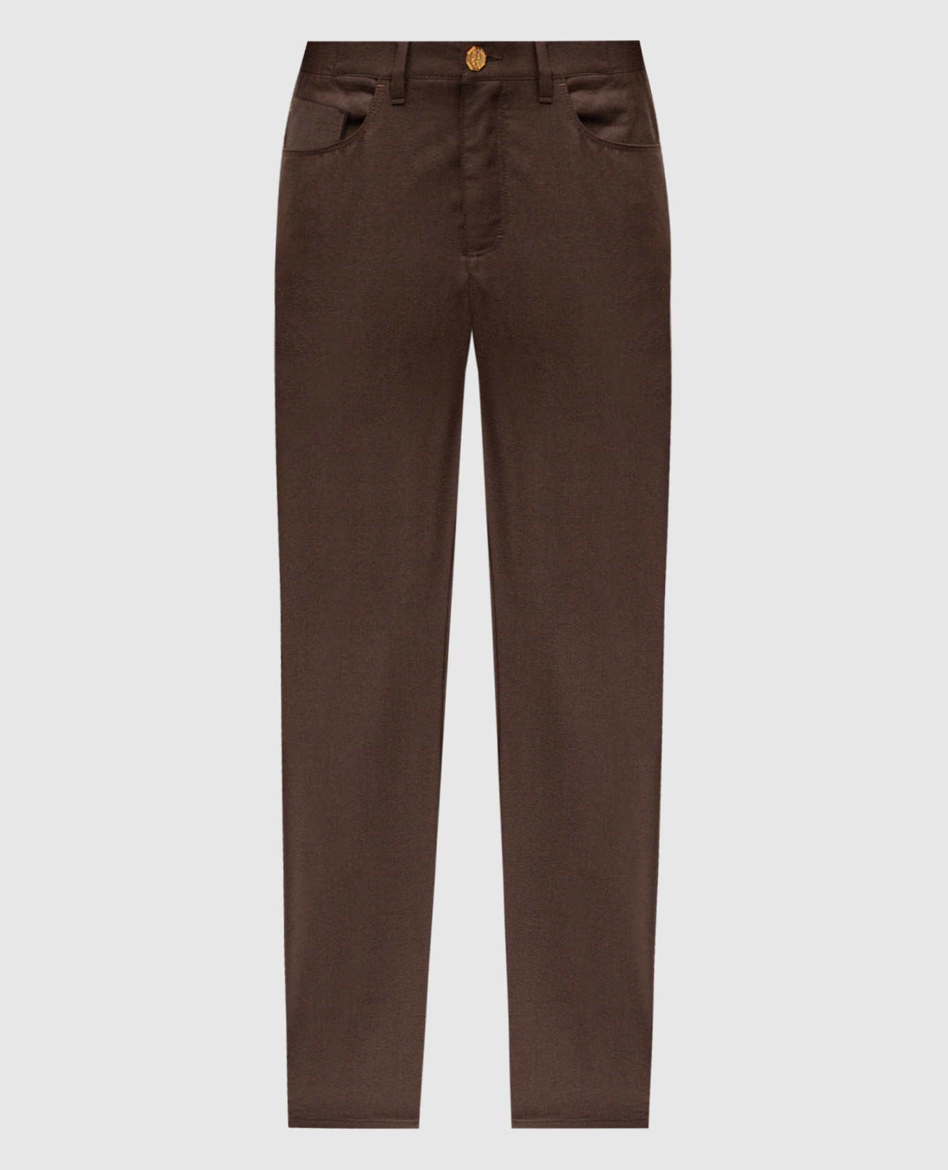

Brown wool trousers with logo embroidery Stefano Ricci