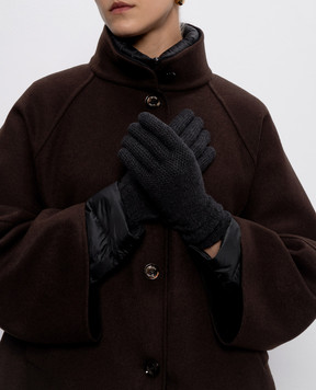MooRER Gray cashmere and suede combination gloves GUANTOKNITSUEDEKSE