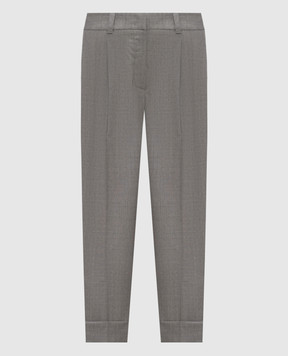 Peserico Gray wool pants with monil chain A04816V02008