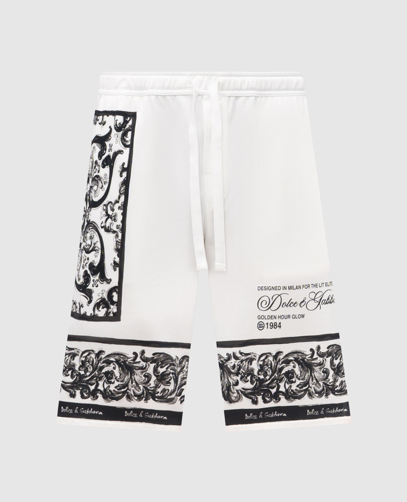 White shorts with Majolica print Dolce&Gabbana