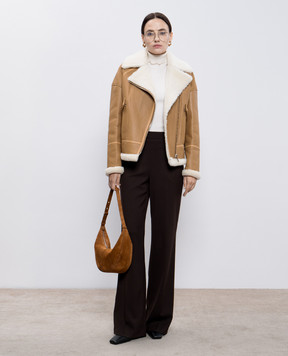 Yves Salomon Beige sheepskin coat in the style of a cowhide 24WYV60060MEGO