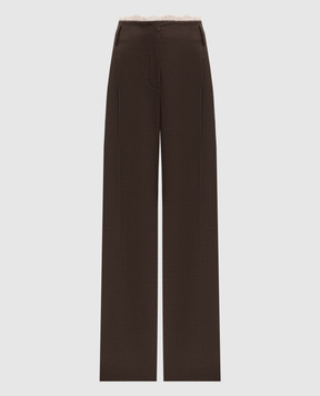 Magda Butrym Brown wool pants with lace PANTS04141725