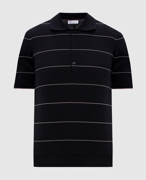 Brunello Cucinelli Black striped polo shirt M29805305