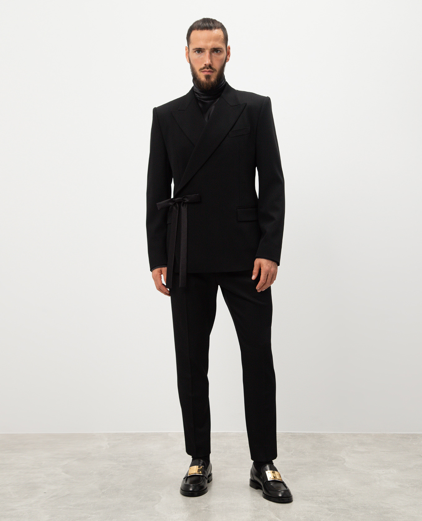 Black double-breasted wool jacket with a bow Dolce&Gabbana 2