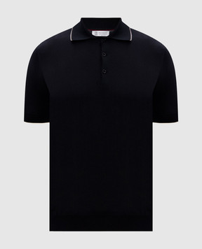 Brunello Cucinelli Black polo with piping M29805205