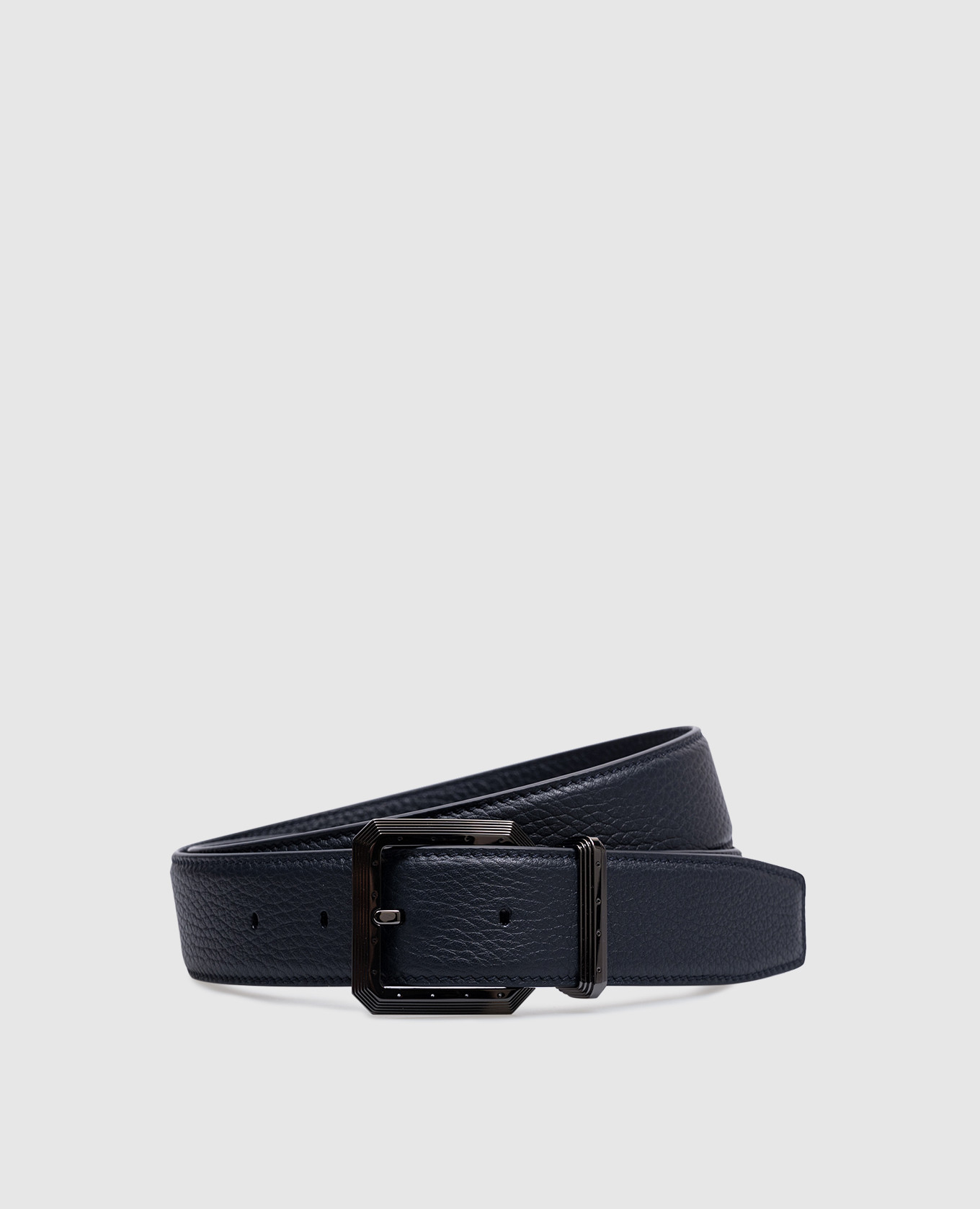 Blue leather belt with logo engraving Stefano Ricci