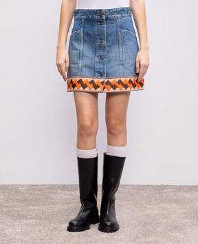 Valentino Blue denim mini skirt with pattern 6B3DD19Z94U