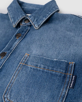 Palm Angels Children's blue denim jacket with logo and holes PBYD006F25DEN001612